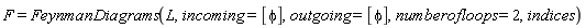 F = FeynmanDiagrams(L, incoming = [phi], outgoing = [phi], numberofloops = 2, indices)