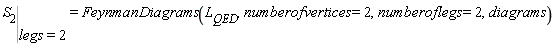 %eval(S[2], `=`(legs, 2)) = FeynmanDiagrams(L__QED, numberofvertices = 2, numberoflegs = 2, diagrams)