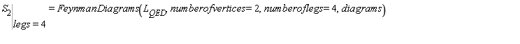 %eval(S[2], `=`(legs, 4)) = FeynmanDiagrams(L__QED, numberofvertices = 2, numberoflegs = 4, diagrams)