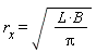 r__x = sqrt(L*B/Pi)