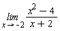 limit((x^2-4)/(x+2), x = -2)