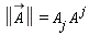 LinearAlgebra[Norm](`#mover(mi("A"),mo("&rarr;"))`) = A[j]*A[`~j`]