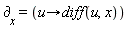 `&PartialD;`[x] = (proc (u) options operator, arrow; diff(u, x) end proc)