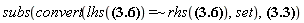 "subs(convert(lhs(?) =~ rhs(?),set),%Nabla(f(X)) = (diff(f(X),x)*sin(theta)*cos(phi)+diff(f(X),y)*sin(theta)*sin(phi)+diff(f(X),z)*cos(theta))*_r+(diff(f(X),x)*cos(phi)*cos(theta)+diff(f(X),y)*sin(phi)*cos(theta)-diff(f(X),z)*sin(theta))*_theta+(-diff(f(X),x)*sin(phi)+cos(phi)*diff(f(X),y))*_phi)"