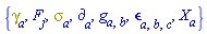 {Physics:-Dgamma[a], F[j], Physics:-Psigma[a], Physics:-d_[a], Physics:-g_[a, b], Physics:-LeviCivita[a, b, c], Physics:-SpaceTimeVector[a](X)}
