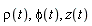 rho(t), phi(t), z(t)
