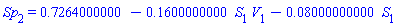 Sp[2] = .7264000000-.1600000000*S[1]*V[1]-0.8000000000e-1*S[1]