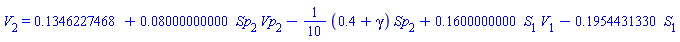 V[2] = .1346227468+0.8000000000e-1*Sp[2]*Vp[2]-(1/10)*(.4+gamma)*Sp[2]+.1600000000*S[1]*V[1]-.1954431330*S[1]