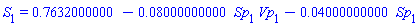 S[1] = .7632000000-0.8000000000e-1*Sp[1]*Vp[1]-0.4000000000e-1*Sp[1]