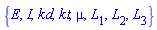 {E, I, kd, kt, mu, L[1], L[2], L[3]}