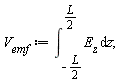 V__emf := int(E__z, z = -(1/2)*L .. (1/2)*L)