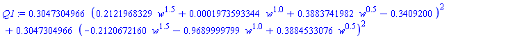 .3047304966*(.2121968329*w^1.5+0.1973593344e-3*w^1.0+.3883741982*w^.5-.3409200)^2+.3047304966*(-.2120672160*w^1.5-.9689999799*w^1.0+.3884533076*w^.5)^2
