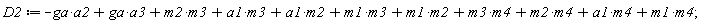 D2 := a1*m2+a1*m3+a1*m4-a2*ga+a3*ga+m1*m2+m1*m3+m1*m4+m2*m3+m2*m4+m3*m4;