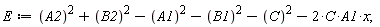 E := -2*A1*C*x-A1^2+A2^2-B1^2+B2^2-C^2;