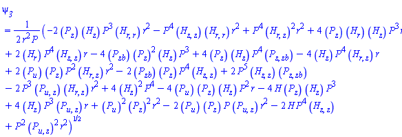 psi__3 = (1/2)*(-2*(diff(P(z, zb, u), z))*(diff(H(X), z))*P(z, zb, u)^3*(diff(diff(H(X), r), r))*r^2-P(z, zb, u)^4*(diff(diff(H(X), z), z))*(diff(diff(H(X), r), r))*r^2+P(z, zb, u)^4*(diff(diff(H(X), r), z))^2*r^2+4*(diff(P(z, zb, u), z))*(diff(H(X), r))*(diff(H(X), z))*P(z, zb, u)^3*r+2*(diff(H(X), r))*P(z, zb, u)^4*(diff(diff(H(X), z), z))*r-4*(diff(P(z, zb, u), zb))*(diff(P(z, zb, u), z))^2*(diff(H(X), z))*P(z, zb, u)^3+4*(diff(P(z, zb, u), z))*(diff(H(X), z))*P(z, zb, u)^4*(diff(diff(P(z, zb, u), z), zb))-4*(diff(H(X), z))*P(z, zb, u)^4*(diff(diff(H(X), r), z))*r+2*(diff(P(z, zb, u), u))*(diff(P(z, zb, u), z))*P(z, zb, u)^2*(diff(diff(H(X), r), z))*r^2-2*(diff(P(z, zb, u), zb))*(diff(P(z, zb, u), z))*P(z, zb, u)^4*(diff(diff(H(X), z), z))+2*P(z, zb, u)^5*(diff(diff(H(X), z), z))*(diff(diff(P(z, zb, u), z), zb))-2*P(z, zb, u)^3*(diff(diff(P(z, zb, u), u), z))*(diff(diff(H(X), r), z))*r^2+4*(diff(H(X), z))^2*P(z, zb, u)^4-4*(diff(P(z, zb, u), u))*(diff(P(z, zb, u), z))*(diff(H(X), z))*P(z, zb, u)^2*r-4*H(X)*(diff(P(z, zb, u), z))*(diff(H(X), z))*P(z, zb, u)^3+4*(diff(H(X), z))*P(z, zb, u)^3*(diff(diff(P(z, zb, u), u), z))*r+(diff(P(z, zb, u), u))^2*(diff(P(z, zb, u), z))^2*r^2-2*(diff(P(z, zb, u), u))*(diff(P(z, zb, u), z))*P(z, zb, u)*(diff(diff(P(z, zb, u), u), z))*r^2-2*H(X)*P(z, zb, u)^4*(diff(diff(H(X), z), z))+P(z, zb, u)^2*(diff(diff(P(z, zb, u), u), z))^2*r^2)^(1/2)/(r^2*P(z, zb, u))