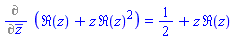 %diff(Re(z)+z*Re(z)^2, conjugate(z)) = 1/2+z*Re(z)