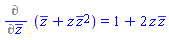 %diff(conjugate(z)+z*conjugate(z)^2, conjugate(z)) = 1+2*z*conjugate(z)