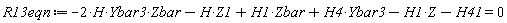 R13eqn := -2*H*Ybar3*Zbar-H*Z1-H1*Z+H1*Zbar+H4*Ybar3-H41 = 0
