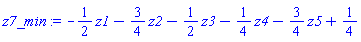 -(1/2)*z1-(3/4)*z2-(1/2)*z3-(1/4)*z4-(3/4)*z5+1/4