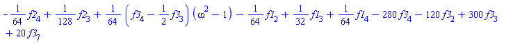 -(1/64)*f2[4]+(1/128)*f2[3]+(1/64)*(f3[4]-(1/2)*f3[3])*(omega^2-1)-(1/64)*f1[2]+(1/32)*f1[3]+(1/64)*f1[4]-280*f3[4]-120*f3[2]+300*f3[3]+20*f3[7]