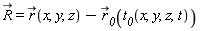 `#mover(mi("R"),mo("&rarr;"))` = `#mover(mi("r"),mo("&rarr;"))`(x, y, z)-r__0_(t__0(x, y, z, t))