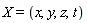 X = (x, y, z, t)