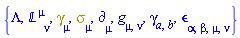 {Lambda, `&Lopf;`[`~mu`, nu], Physics:-Dgamma[mu], Physics:-Psigma[mu], Physics:-d_[mu], Physics:-g_[mu, nu], Physics:-gamma_[a, b], Physics:-LeviCivita[alpha, beta, mu, nu]}