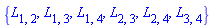 {L[1, 2], L[1, 3], L[1, 4], L[2, 3], L[2, 4], L[3, 4]}