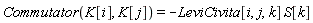 Commutator(K[i], K[j]) = -LeviCivita[i, j, k]*S[k]