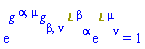 Physics:-`*`(exp(Physics:-g_[`~alpha`, `~mu`]*Physics:-g_[beta, nu]*`&Lopf;`[`~beta`, alpha]), exp(`&Lopf;`[`~mu`, nu])) = 1