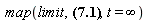 map(limit, diff(v(t), t) = w__0/(1+w__0^2*t^2/c^2)^(3/2), t = infinity)