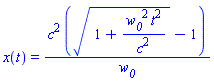 x(t) = c^2*((1+w__0^2*t^2/c^2)^(1/2)-1)/w__0