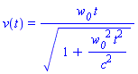 v(t) = w__0*t/(1+w__0^2*t^2/c^2)^(1/2)