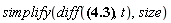 simplify(diff(v(t) = w__0*t/(1+w__0^2*t^2/c^2)^(1/2), t), size)