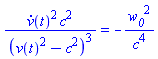 (diff(v(t), t))^2*c^2/(v(t)^2-c^2)^3 = -w__0^2/c^4