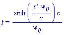 t = sinh(`#mrow(mi("t"),mo("&prime;"))`*w__0/c)*c/w__0