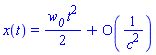 x(t) = (1/2)*w__0*t^2+O(1/c^2)