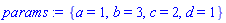 {a = 1, b = 3, c = 2, d = 1}