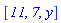 [`11`, `7`, y]