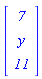 Vector(3, {(1) = `7`, (2) = y, (3) = `11`})