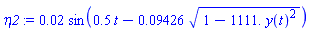 0.2e-1*sin(.5*t-0.9426e-1*(1-1111.*y(t)^2)^(1/2))