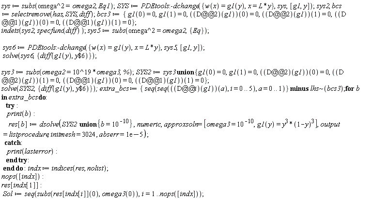 sys := subs(omega^2 = omega2, Eq1);