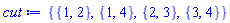 {{1, 2}, {1, 4}, {2, 3}, {3, 4}}
