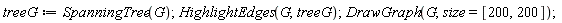 treeG := SpanningTree(G); HighlightEdges(G, treeG); DrawGraph(G, size = [200, 200])