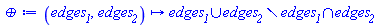 proc (edges__1, edges__2) options operator, arrow; `minus`(`union`(edges__1, edges__2), `intersect`(edges__1, edges__2)) end proc