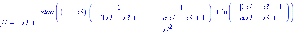 -x1+etaa*((1-x3)*(1/(-beta*x1-x3+1)-1/(-alpha*x1-x3+1))+ln((-beta*x1-x3+1)/(-alpha*x1-x3+1)))/x1^2