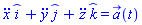 (diff(diff(x(t), t), t))*_i+(diff(diff(y(t), t), t))*_j+(diff(diff(z(t), t), t))*_k = a_(t)
