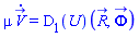 mu*(diff(V_(t), t)) = (D[1](U))(R_(t), Phi_(t))