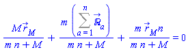 M*r__M_(t)/(m*n+M)+m*(Sum(`&Ropf;_`[a](t), a = 1 .. n))/(m*n+M)+m*r__M_(t)*n/(m*n+M) = 0