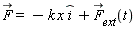 `#mover(mi("F"),mo("&rarr;"))` = -k*x*`#mover(mi("i"),mo("&and;"))`+`#mover(mi("F"),mo("&rarr;"))`[ext](t)